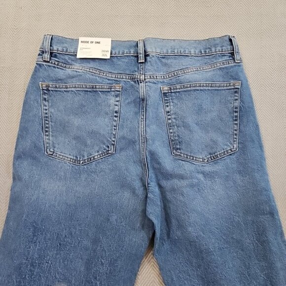 Mode of One Jeans Men's 36W 32L Blue Denim Stretch Straight Leg Quiet Luxury NWT - Picture 9 of 16